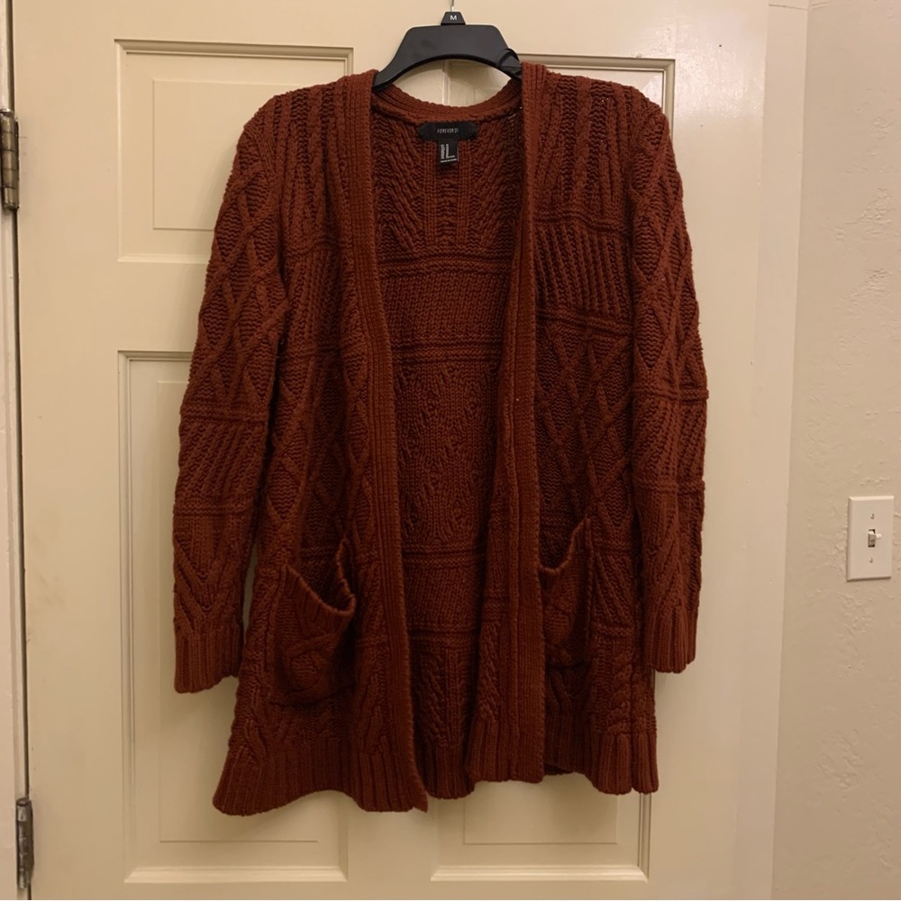F21 Deep Red Chunky Cardigan!!♥️♥️